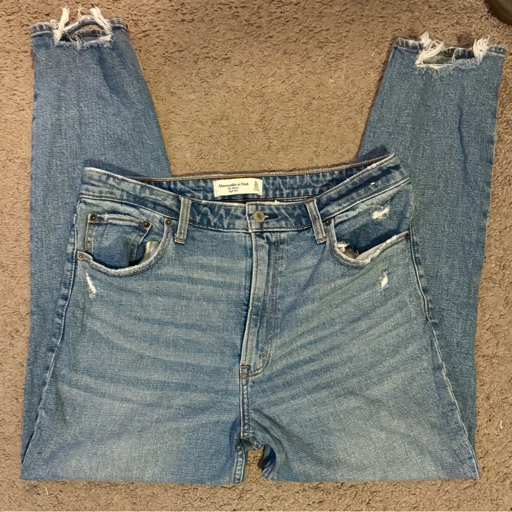 Abercrombie & Fitch High-Rise Distressed Light Blue Jeans